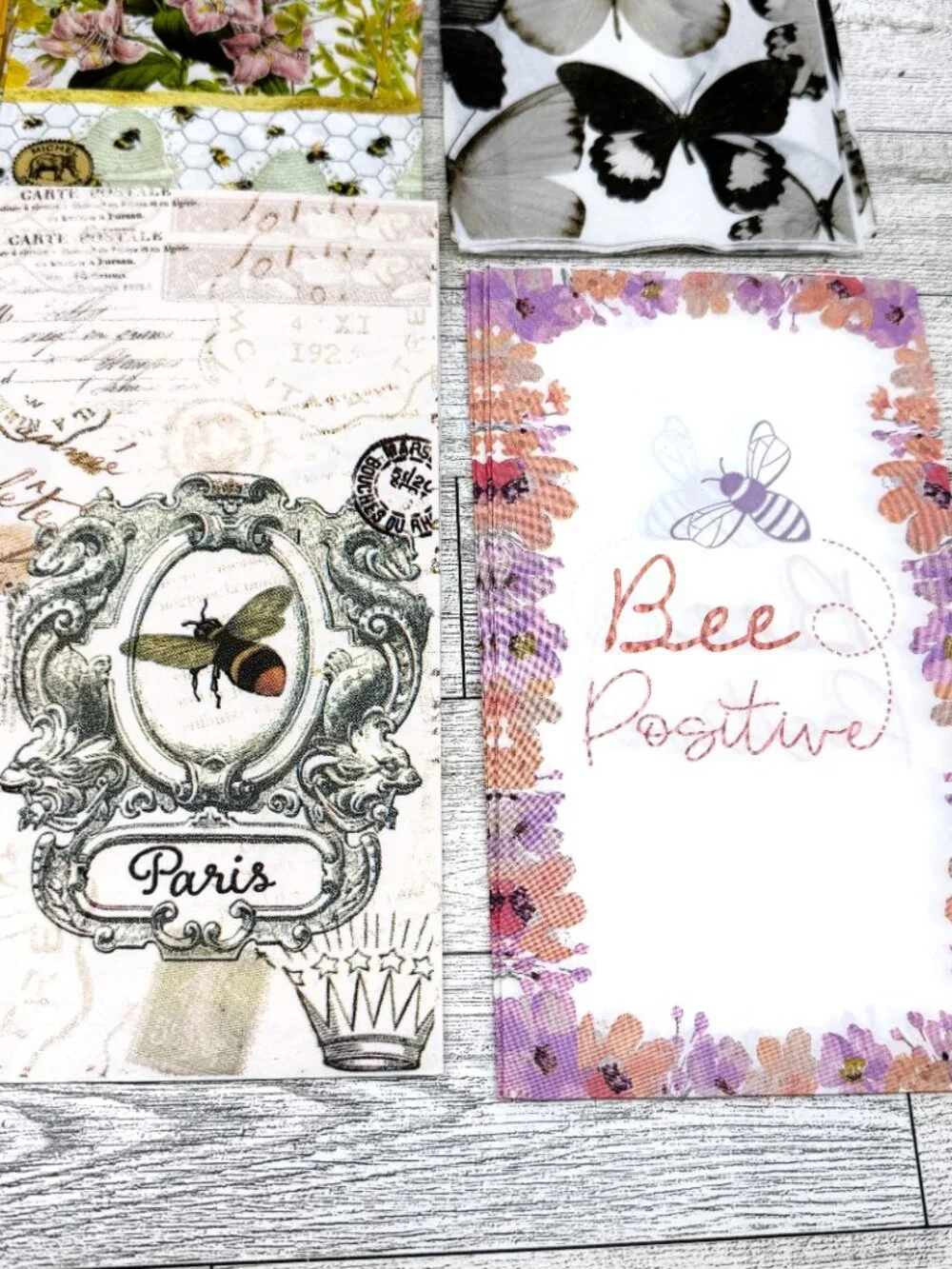 38 Napkins for Crafts/Decoupage - Birds, Bees, & Butterfly Theme-19 Napkins (x2)